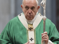 Pope Francis celebrates an opening Mass for the Amazon synod, in St. Peter's Basilica, at the Vatican, Sunday, Oct. 6, 2019. (