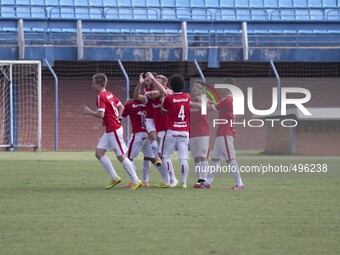 Florianópolis/SC - 21/03/2015 - Internacional's players celebrate the Pedros's goal against Avaí, for the 1st round of the Brazil Soccer Cup...