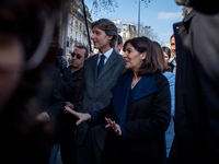 Jean-Charles Decaux (L), chairman of the board and co-CEO of multinational advertising corporation JCDecaux and Mayor of Paris Anne Hidalgo...