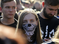 Ukrainians take part at a march against the so called 'Steinmeier formula', as they mark the 77th anniversary of the founding of the Ukraini...