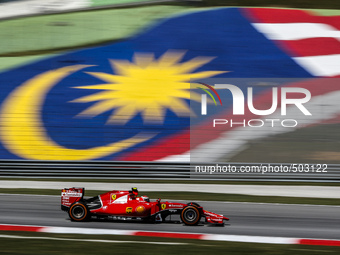 Finnish Kimi Räikkönen of Scuderia Ferrari in action during first practice session of Malaysian Formula One Grand Prix at Sepang Interationa...
