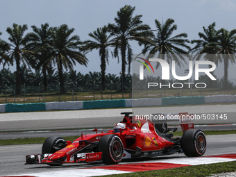 German Sebastian Vettel of Scuderia Ferrari in action during second practice session of Malaysian Formula One Grand Prix at Sepang Interatio...