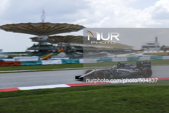 Mexican Sergio Perez of Sahara Force India F1 Team in action during third practice session of the Malaysian Formula One Grand Prix at Sepang...