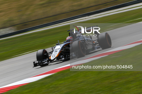 German Nico Hulkenberg of Sahara Force India F1 Team in action during third practice session of the Malaysian Formula One Grand Prix at Sepa...