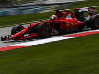 German Sebastian Vettel of Scuderia Ferrari in action during third practice session of the Malaysian Formula One Grand Prix at Sepang Intern...