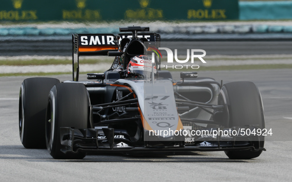 German Nico Hulkenberg of Sahara Force India F1 Team in action during the qualifying session of the Malaysian Formula One Grand Prix at Sepa...