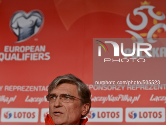 Polish football team Manager, Adam  Nawalka, during the pre-match press conference, ahead of the Euro 2016 qualifier between the Republic of...