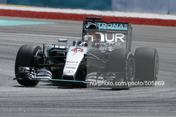 British Lewis Hamilton of  Mercedes AMG Petronas F1 Team competes during the Malaysian Formula One Grand Prix at Sepang International Circui...