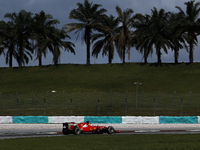 German Sebastian Vettel of Scuderia Ferrari competes during the Malaysian Formula One Grand Prix at Sepang International Circuit (SIC) in Se...
