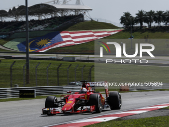 German Sebastian Vettel of Scuderia Ferrari competes during the Malaysian Formula One Grand Prix at Sepang International Circuit (SIC) in Se...