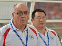 Philippines Coach Jim Fraser looks on ahead of the AFC U-23 Championship 2016 qualifiers round between Thailand and Phillipines at Rajamanga...