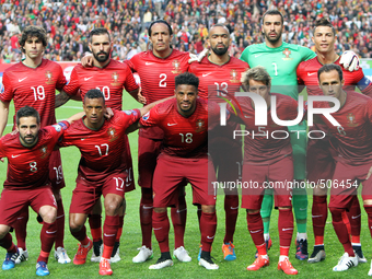Portugals starters players before the UEFA Euro 2016 qualifying soccer match Portugal vs Serbia at Luz Stadium in Lisbon, Portugal on March...