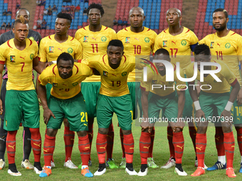 Cameroon players pose for a team picture ahead of the international friendly match between Thailand and Cemeroon at Rajamangala Stadium in B...
