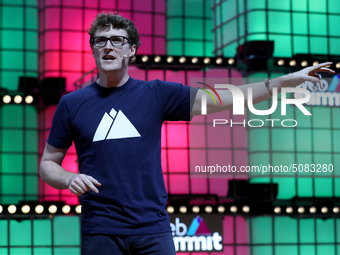 Web Summit's Irish chief executive officer Paddy Cosgrave delivers a speech during the annual Web Summit technology conference in Lisbon, Po...