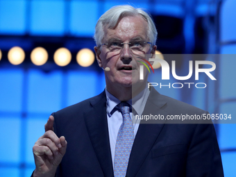 European Commission Chief Negotiator on Brexit Michel Barnier delivers a speech during the annual Web Summit technology conference in Lisbon...