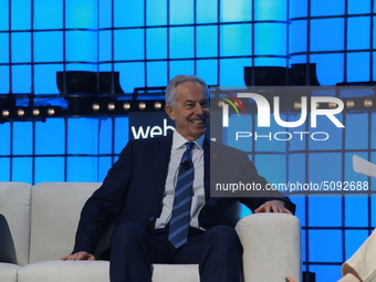 Tony Blair speaks during day 3 of the Web Summit 2019 in Lisbon, Portugal on November 6, 2019 (