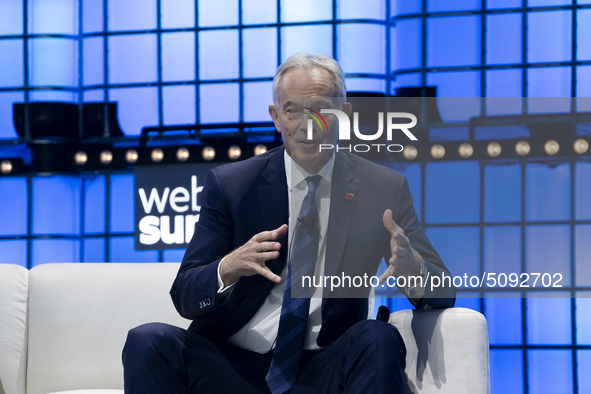 Tony Blair  speaks during day 3 of the Web Summit 2019 in Lisbon, Portugal on November 6, 2019 