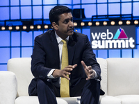Ro Khanna speaks during day 3 of the Web Summit 2019 in Lisbon, Portugal on November 6, 2019 (
