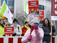 Different Organizations demonstrate in front of the German Chancellery Against Fracking in Berlin, Germany on April 01, 2015. (