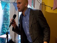 Graham Phillips speaking in the charity event in North London. - Pro Russian British journalist Graham Phillips hosts charity event in Londo...