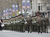 Members of the Irish Defence Forces during the solemn ceremony, led by the President Michael D. Higgins, to mark the 99th Anniversary of the...