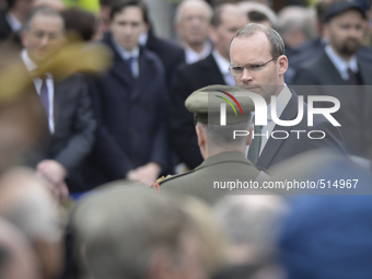 The Minister for Defence Simon Coveney, during s ceremony to mark the 99th Anniversary of the 1916 Rising at GPO, Dublin, Ireland, on April...