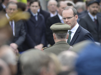 The Minister for Defence Simon Coveney, during s ceremony to mark the 99th Anniversary of the 1916 Rising at GPO, Dublin, Ireland, on April...