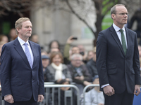The Taoiseach Enda Kenny and the Minister for Defence Simon Coveney, during a ceremony to mark the 99th Anniversary of the 1916 Rising at GP...