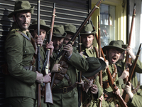 Members of Cabra Historical Society stage an re-enactment O’Rahilly charge on Moore Street in Dublin.
The O’Rahilly Charge was one of the la...