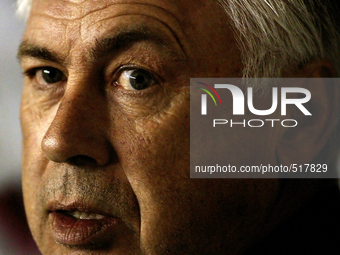 SPAIN, Madrid:Real Madrid´s Italian coach Carlo Ancelotti during the Spanish League 2014/15 match between Rayo Vallecano and Real Madrid, at...