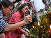 Activists place flowers and candles during the 2010 bloody crackdown memorial in Bangkok, Thailand on April 10, 2015. Today in 2010, Thai so...