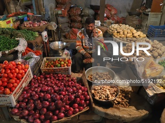 A fresh vegetables market in Gurugram area, on the outskirts of Delhi, India (on 03 December 2019.) As India is faces a massive economic slo...