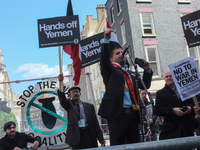 Stop the war campaigners held a protest outside the Saudi Arabian embassy, in Londo, on April 11, 2015 against the bombing of Houthi rebels...