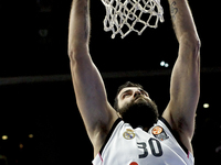 SPAIN, Madrid: Real Madrid's Greek player Ioannis Bourousis does a dunk during the Turkish Airlines Euroleague 2014/15 match between Real Ma...