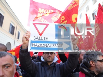 Hundreds of ex-Ilva workers from Taranto protest in Piazza Santi Apostoli in Rome, Italy, on 10 September 2019. The goal is to reach an agre...