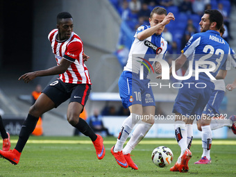 BARCELONA - april 12- SPAIN: Williams, Abraham and Arbilla in the match between RCD Espanyol and Athletic Club, for the week 31 of the Liga...