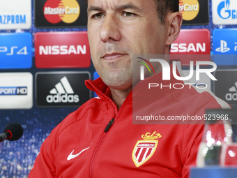  Leonardo Jardim coach of the Monaco team during the prress conference  on the eve of the Champions League match between Juventus FC and AS...