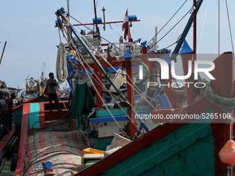 Aceh fishermen activities around fish auction sites in Lhokseumawe, on December 25, 2019, Aceh, Indonesia. On December 26, fishermen in Aceh...