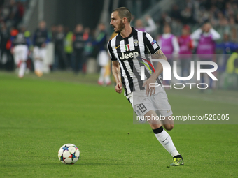 Leonardo Bonucci during the Champions Luague match between Juventus FC and AS Monaco at the Juventus Stafium of Turin  on april 14, 2015 in...