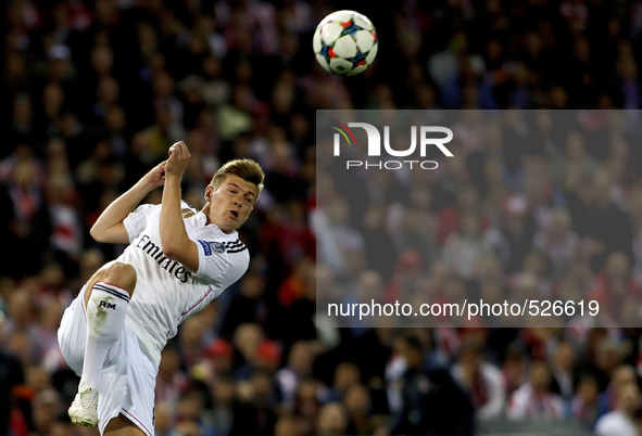 SPAIN, Madrid:Real Madrid's German midfielder Toni Kroos   during the Champions League 2014/15 Round of 8 first leg match between Atletico d...