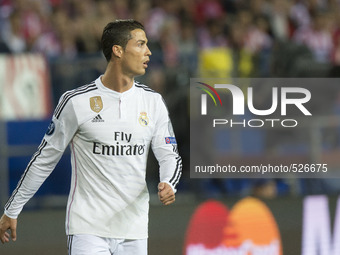 Cristiano Ronaldo of Real Madrid during the UEFA Champions League Quarter Final First Leg match between Club Atletico de Madrid and Real Mad...