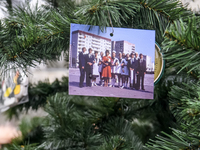 Photos of former residents of Pripyat, city near the Chernobyl Nuclear Power Plant,  on a Christmas tree, which was installed in the main sq...