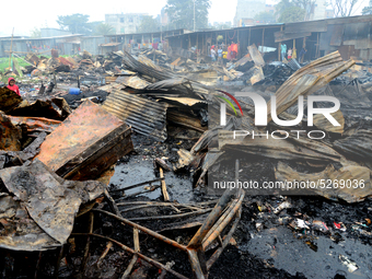 A view of Kalshi slum after the fire, in Dhaka, Bangladesh, on December 27, 2019. (