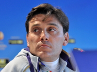 Fiorentina head coach Vincenzo Montella at a press conference at the Olympic Stadium in Kiev. Ukraine, Wednesday, April 15, 2015 FC Dynamo K...