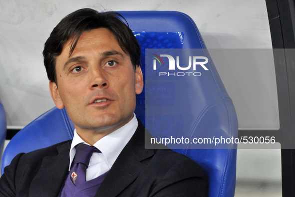 Fiorentina head coach Vincenzo Montella at the Olympic Stadium in the first leg of the quarterfinals of UEFA Europa League between FC Dynamo...