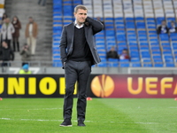 The head coach of Dynamo Kiev Sergei Rebrov at the Olympic Stadium in the first leg of the quarterfinals of UEFA Europa League between FC Dy...