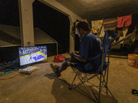 Kid plays on an improvised family room  in Guanica, Puerto Rico, on 12 January, 2020.  Puerto Rico was hit by a series of earthquakes over t...