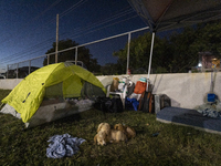  Residents camps on an improvised shelter in Guanica, Puerto Rico, on 12 January, 2020.   Puerto Rico was hit by a series of earthquakes ove...
