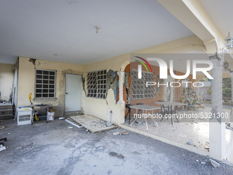  Front of a damaged house in Guanica, Puerto Rico, on 12 January, 2020.   Puerto Rico was hit by a series of earthquakes over the past 15 da...