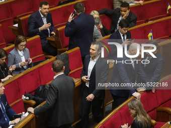 Vakarchuk (C) attends lawmakers work at the session of the Verkhovna Rada in Kyiv, Ukraine, January 14, 2020. The Verkhovna Rada of Ukraine...